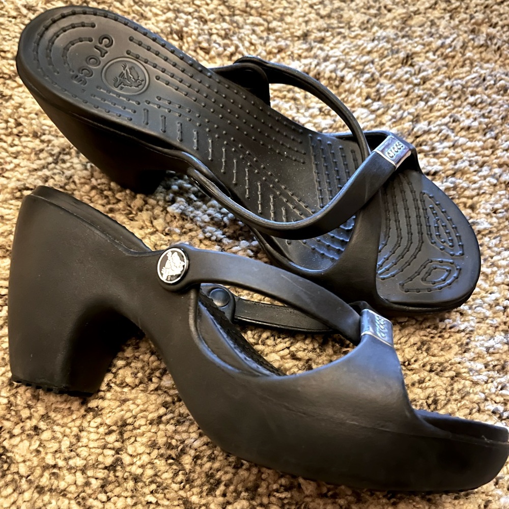 Heel Crocs Sandals Black W9
